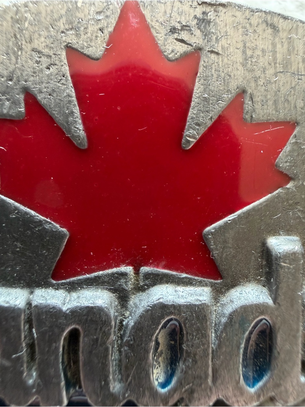 Canada Maple Leaf Belt Buckle - Red & Blue Accents - Picture 13 of 13